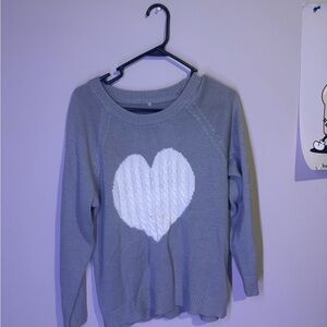 Women's Gray Heart Sweater